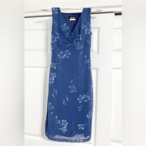 Blue Floral Mid-Length Dress